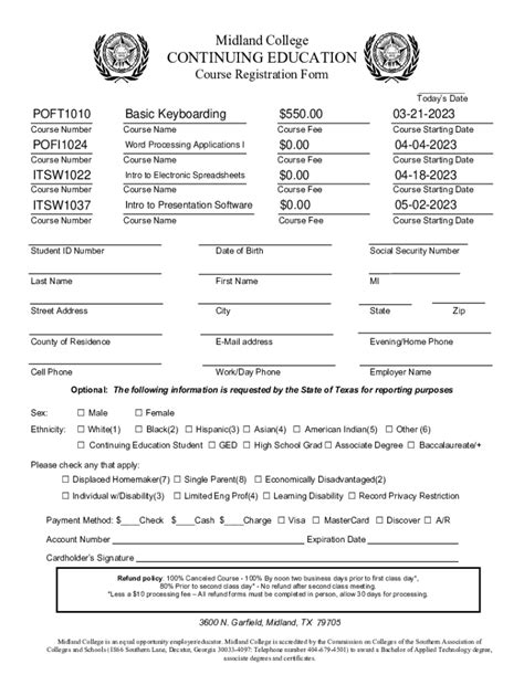 Continuing Education Course Enrollment Form .